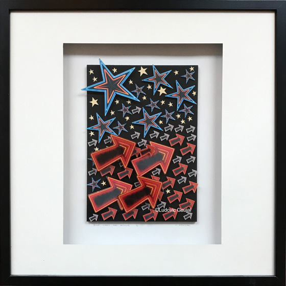 Blue Stars Red Arrows - Collage 3D - Ludovic Gaujal