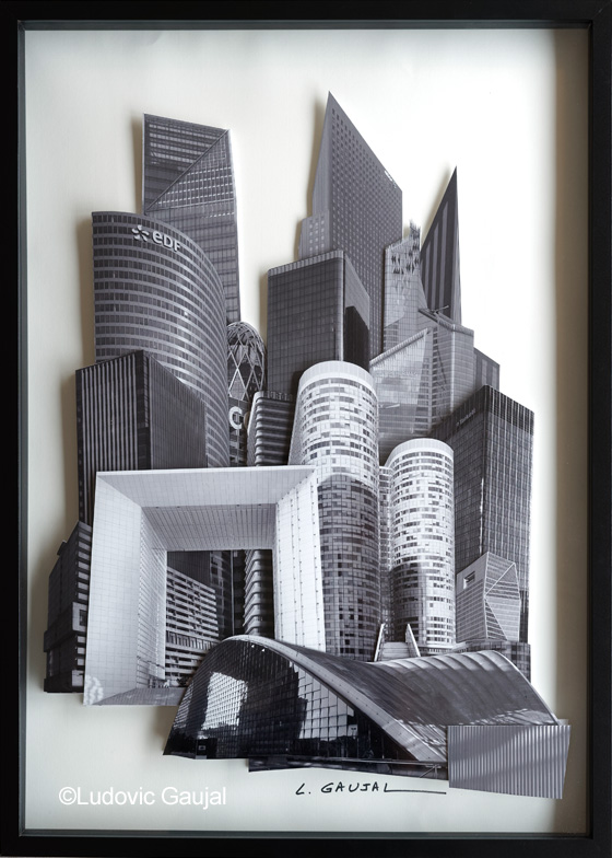 La Défense - Grande Arche NB - Collage 3D - Ludovic Gaujal